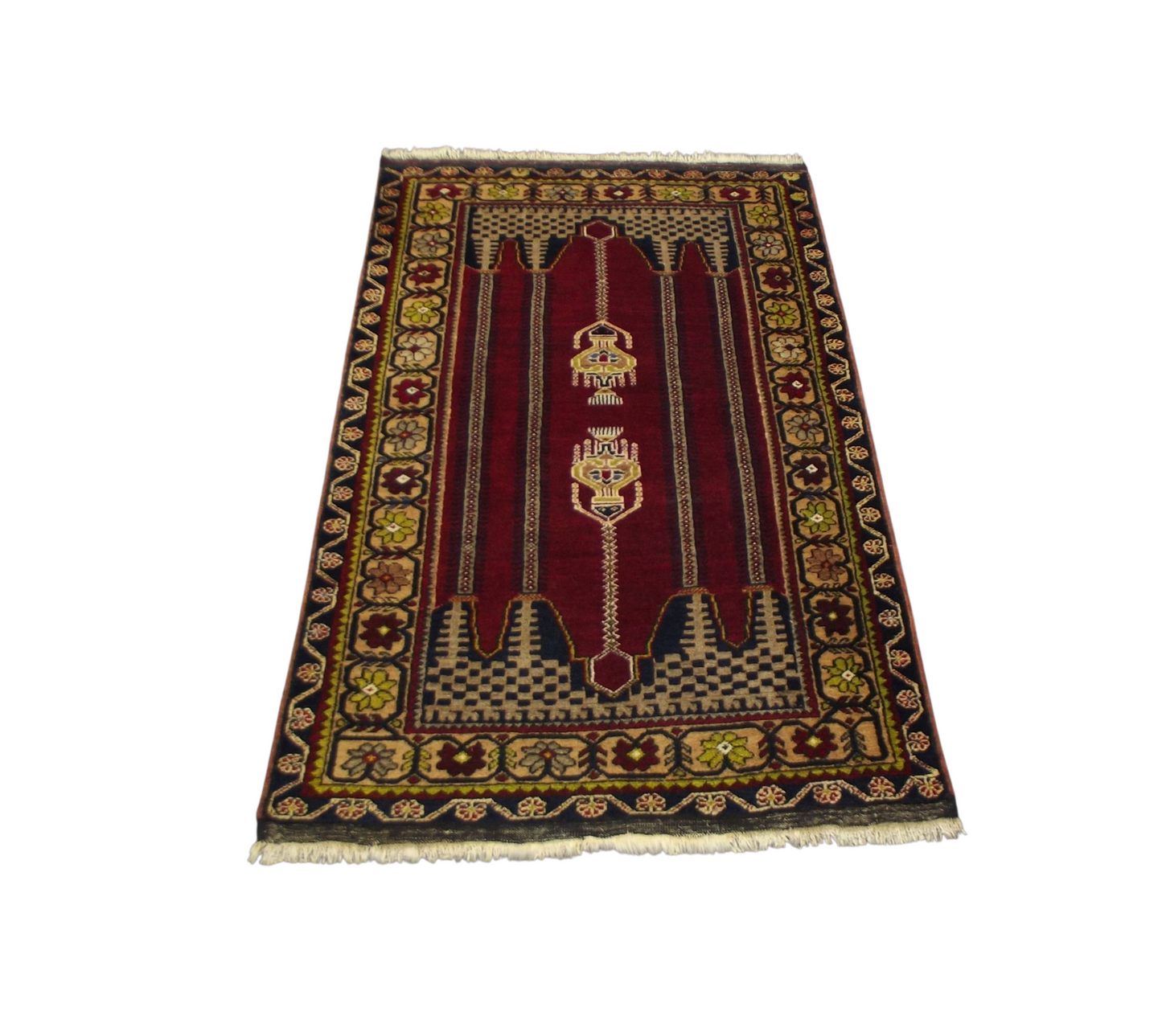 Kilim Antik El Dokuma Çifte Kandilli Kapadokya Yün Halı 0690 - Antika - Çok Renkli