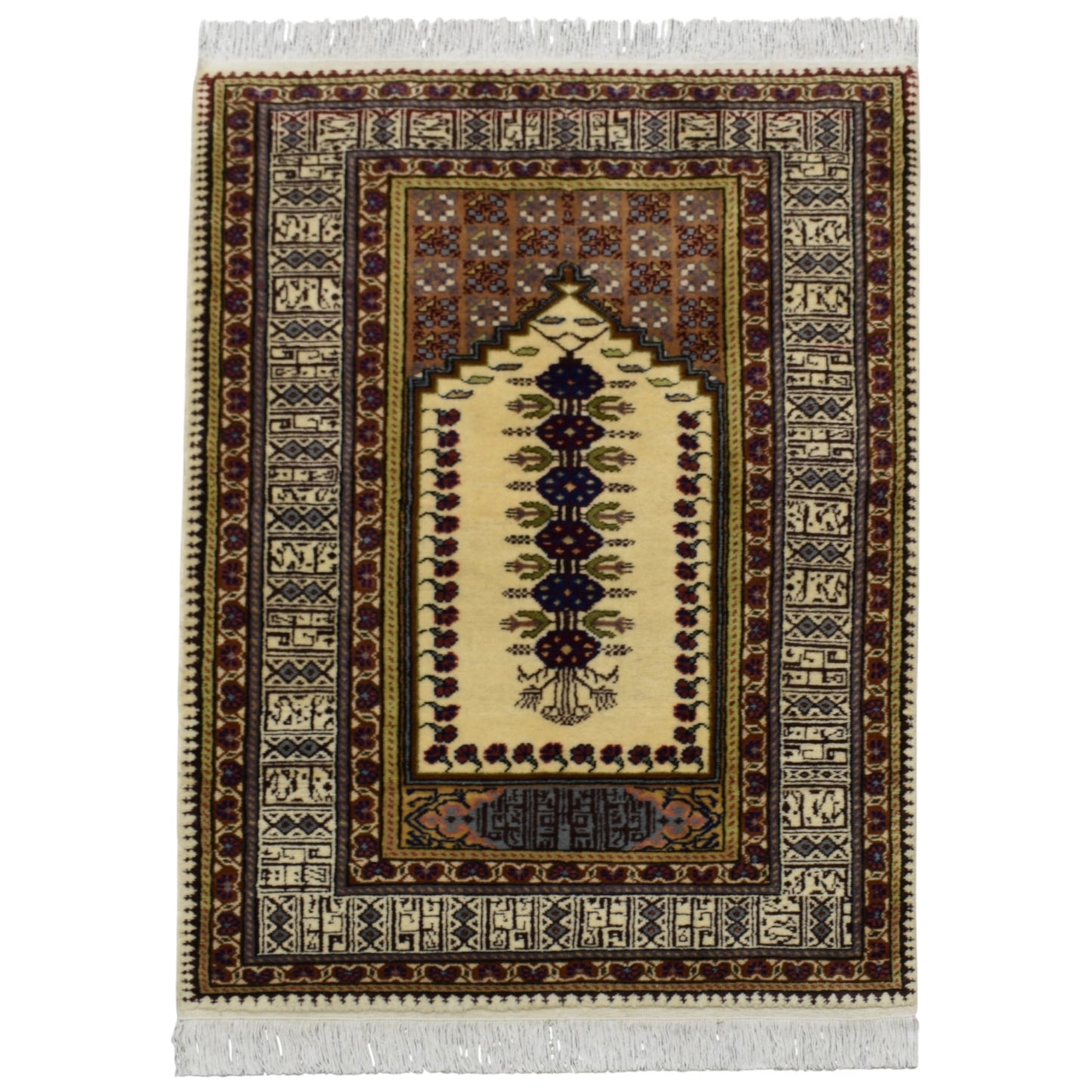 Kilim Antik El Dokuma Seccade Namazlık Kufi Yazı Kayseri Bünyan Yün Halı 0691 - Yeni - Çok Renkli