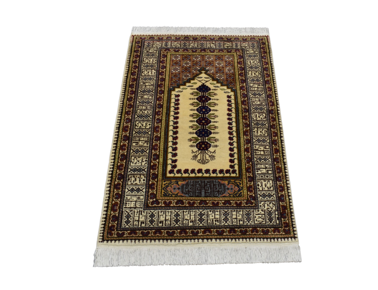 Kilim Antik El Dokuma Seccade Namazlık Kufi Yazı Kayseri Bünyan Yün Halı 0691 - Yeni - Çok Renkli