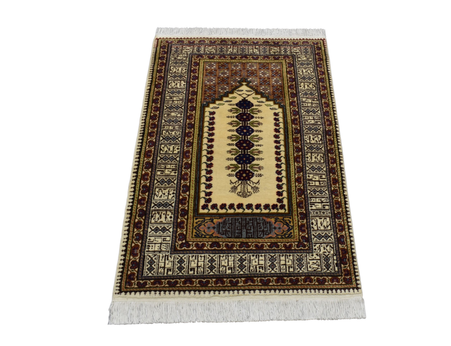 Kilim Antik El Dokuma Seccade Namazlık Kufi Yazı Kayseri Bünyan Yün Halı 0691 - Yeni - Çok Renkli