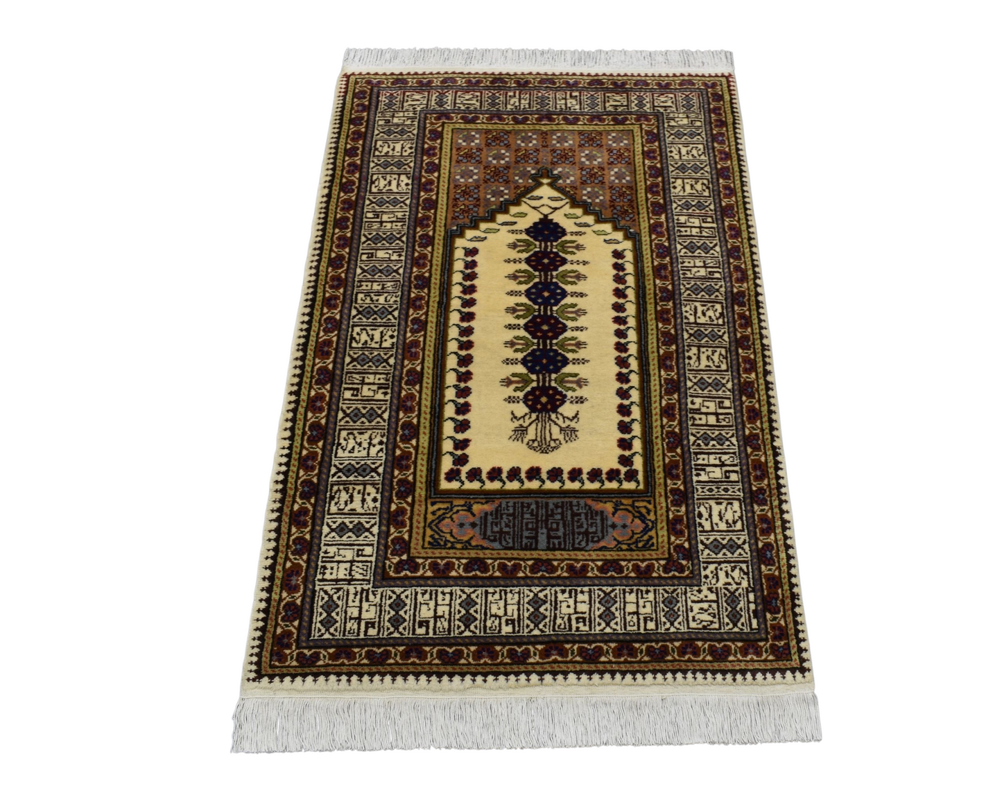 Kilim Antik El Dokuma Seccade Namazlık Kufi Yazı Kayseri Bünyan Yün Halı 0691 - Yeni - Çok Renkli