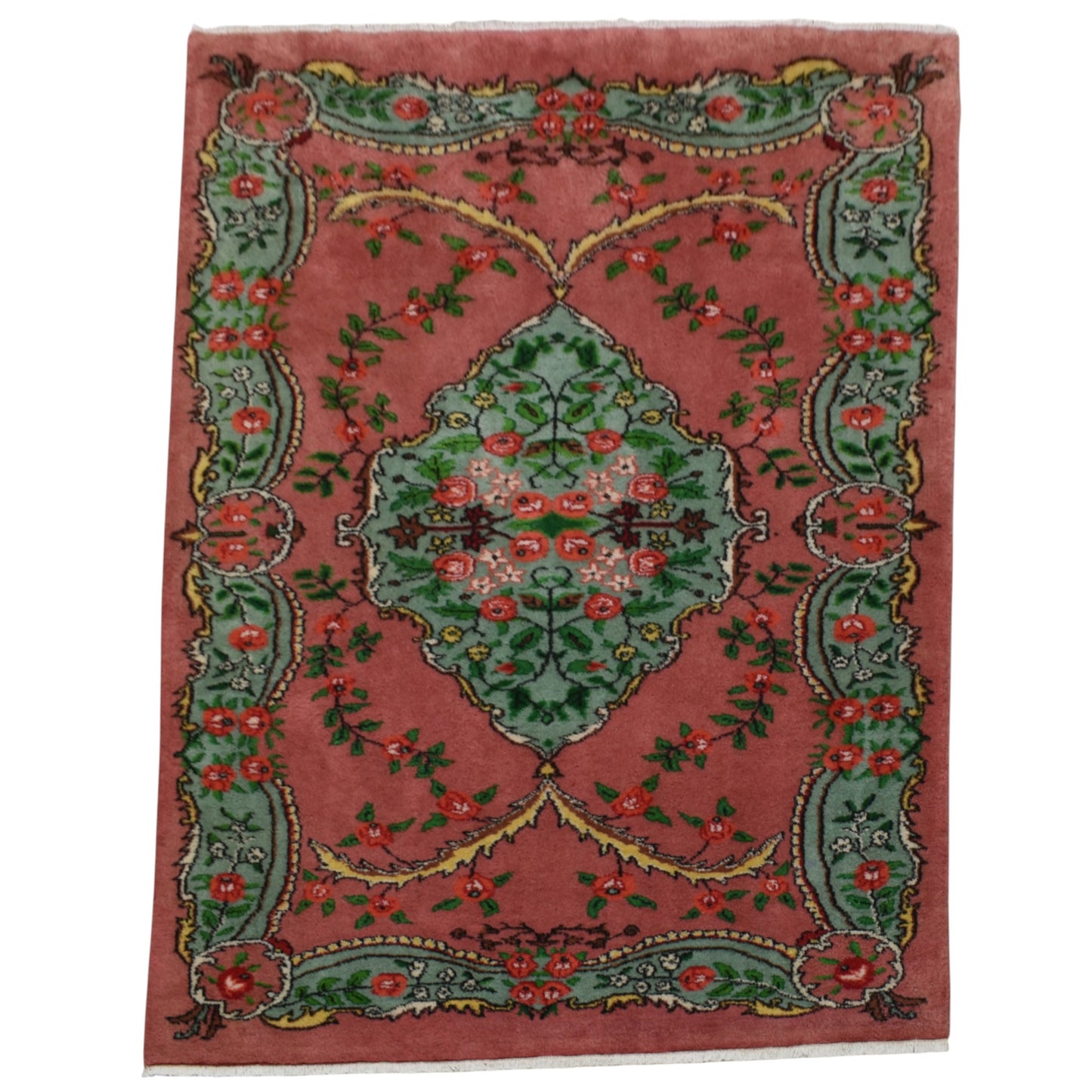 Kilim Antik El Dokuma Güllü Çiçekli İzmir Foça Yün Salon Halısı 0696 - Yeni - Çok Renkli