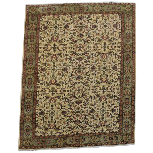Kilim Antik El Dokuma Çiçekli Foça Yün Halı 0697 - Yeni - Krem Bej