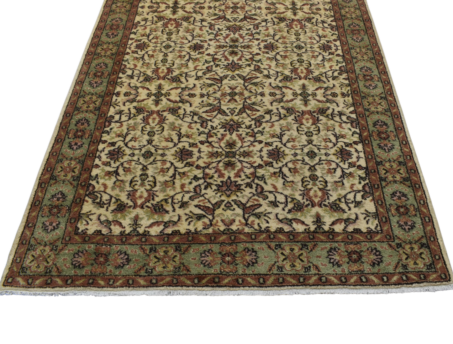 Kilim Antik El Dokuma Çiçekli Foça Yün Halı 0697 - Yeni - Krem Bej