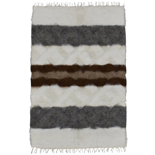 Kilim Antik El Dokuma Şeritli Tiftik Yün Siirt Battaniyesi Kilim 0717 - Yeni - Çok Renkli