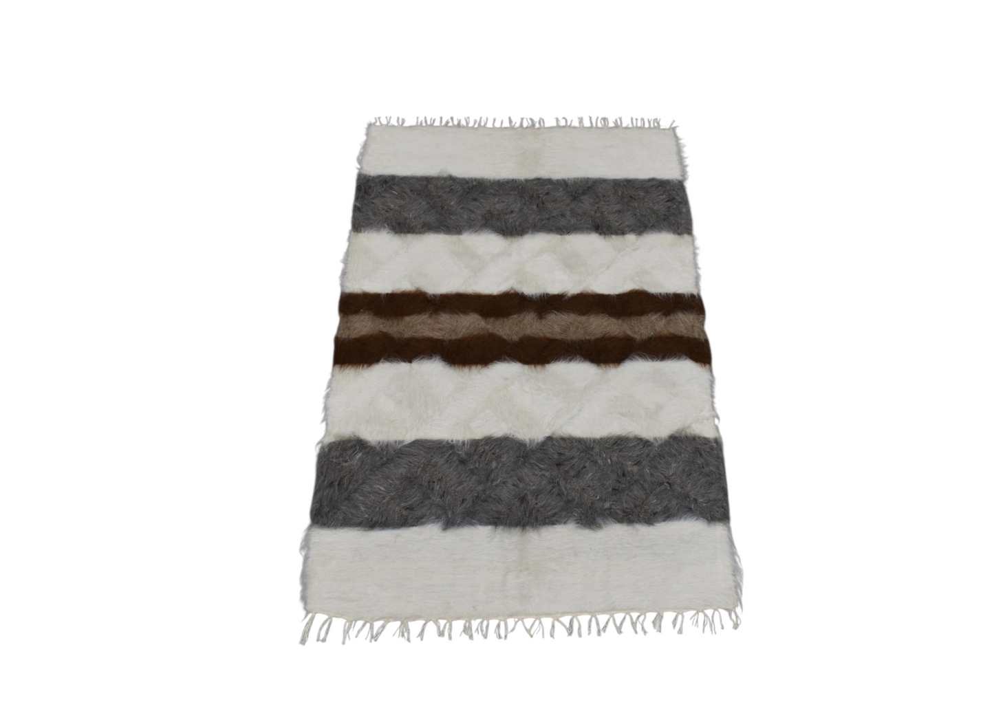 Kilim Antik El Dokuma Şeritli Tiftik Yün Siirt Battaniyesi Kilim 0717 - Yeni - Çok Renkli