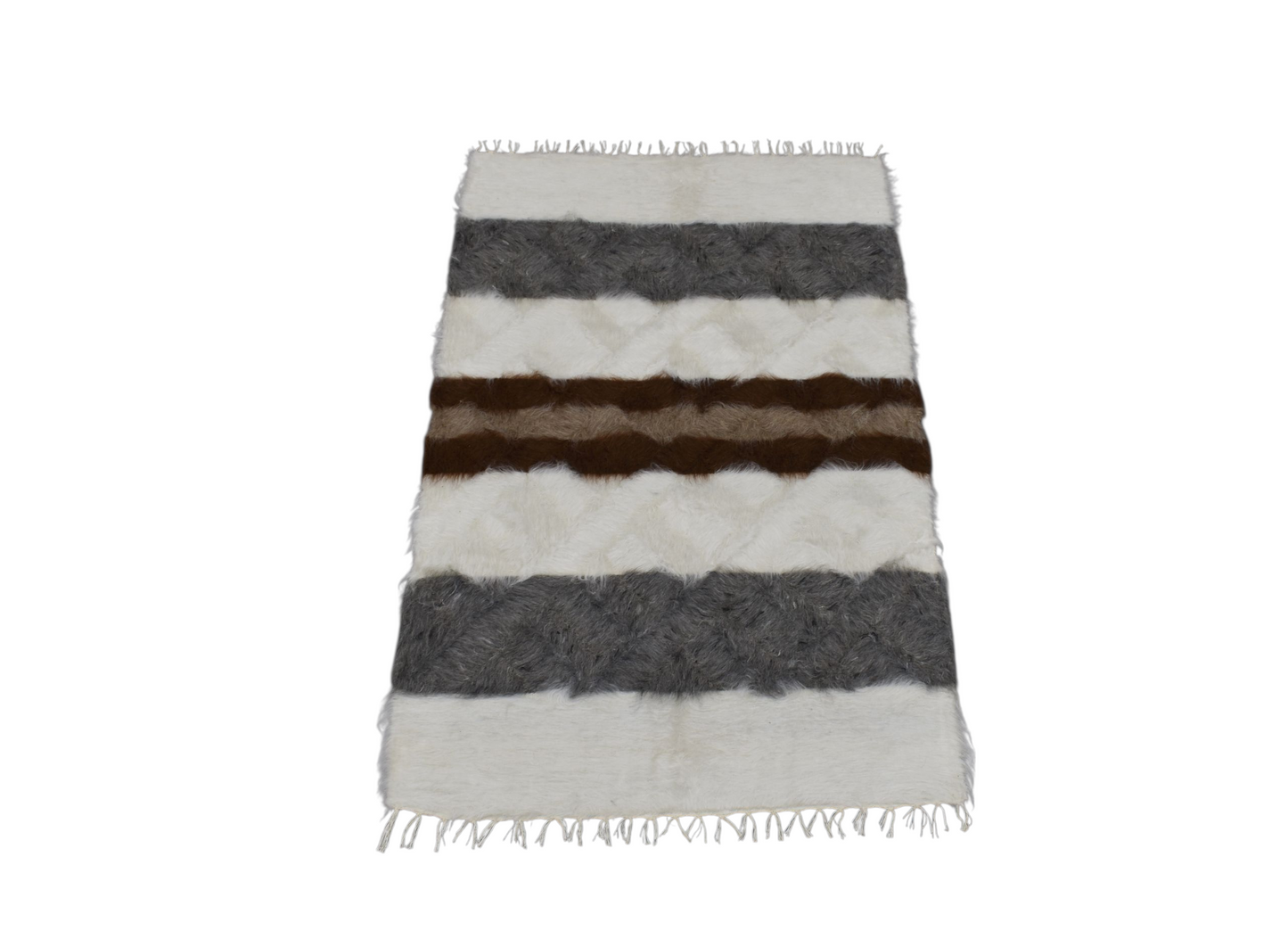 Kilim Antik El Dokuma Şeritli Tiftik Yün Siirt Battaniyesi Kilim 0717 - Yeni - Çok Renkli