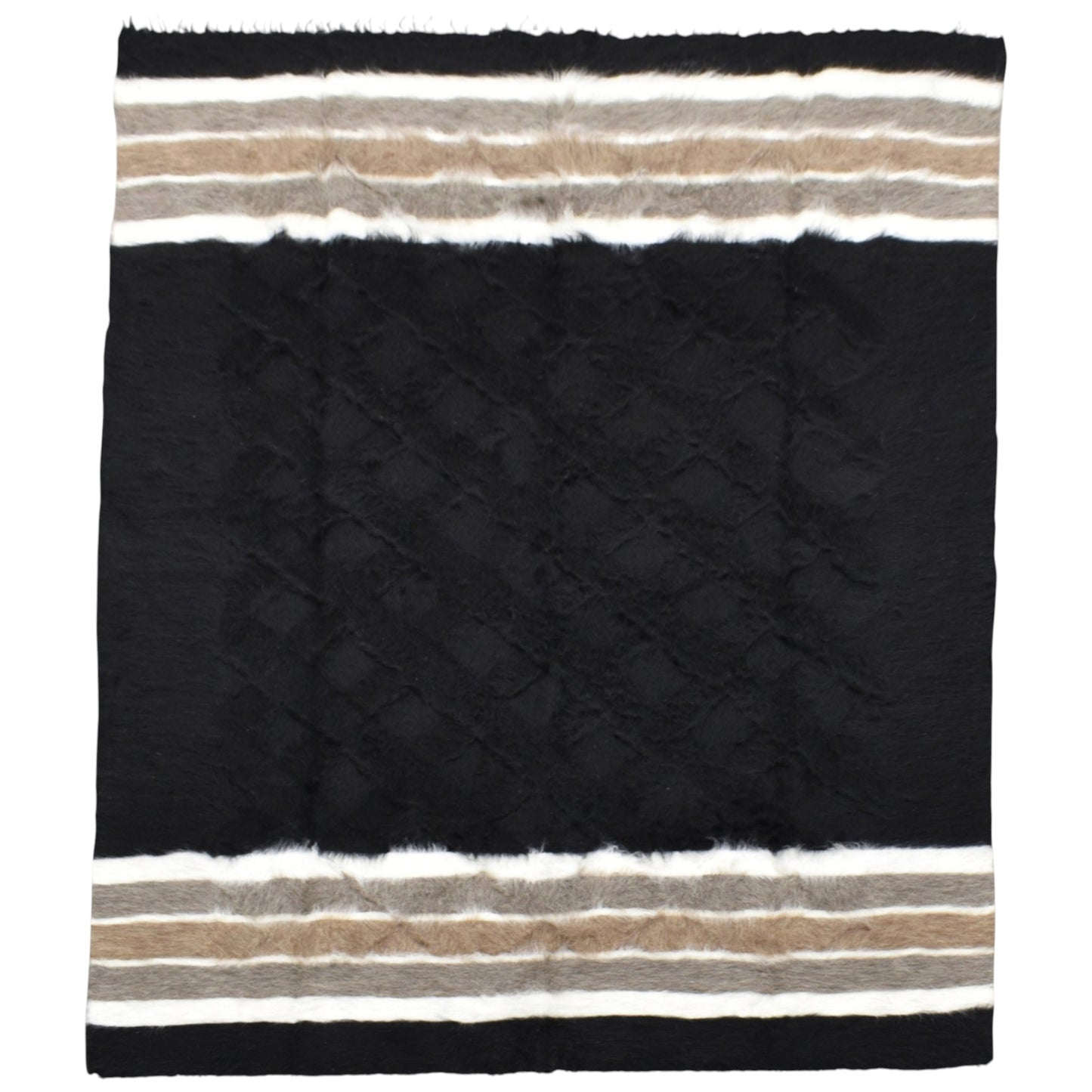 Kilim Antik El Dokuma Çift Kişilik Tiftik Yün Siirt Battaniyesi Kilim 0728 - Yeni - Siyah