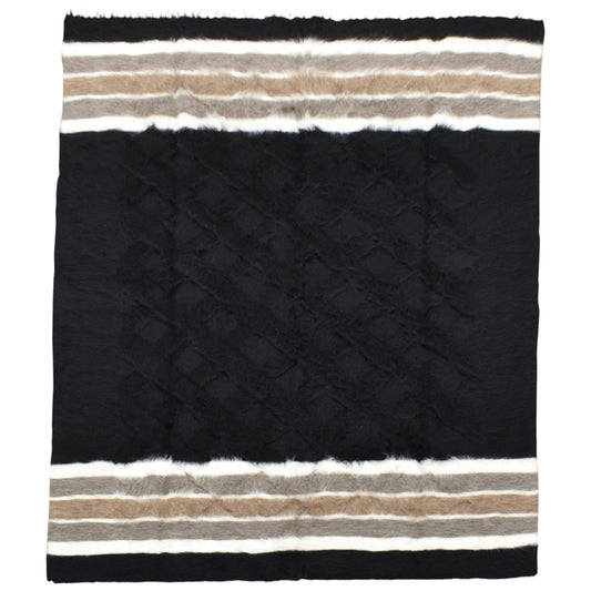 Kilim Antik El Dokuma Çift Kişilik Tiftik Yün Siirt Battaniyesi Kilim 0728 - Yeni - Siyah