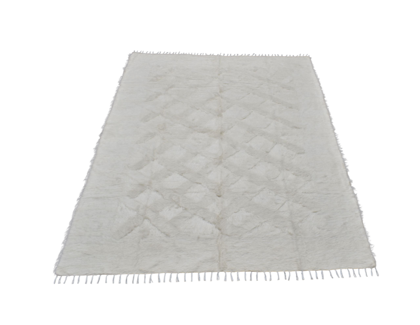 Kilim Antik El Dokuma Çift Kişilik Tiftik Yün Siirt Battaniyesi Kilim 0729 - Yeni - Beyaz