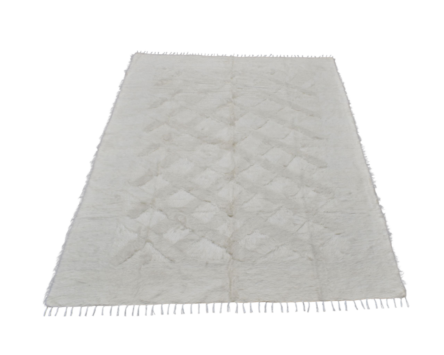 Kilim Antik El Dokuma Çift Kişilik Tiftik Yün Siirt Battaniyesi Kilim 0729 - Yeni - Beyaz