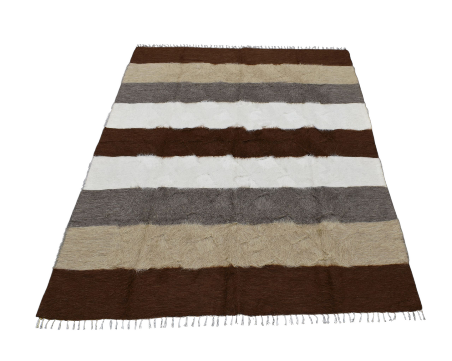 Kilim Antik El Dokuma Çift Kişilik Tiftik Yün Siirt Battaniyesi Kilim 0731 - Yeni - Çok Renkli