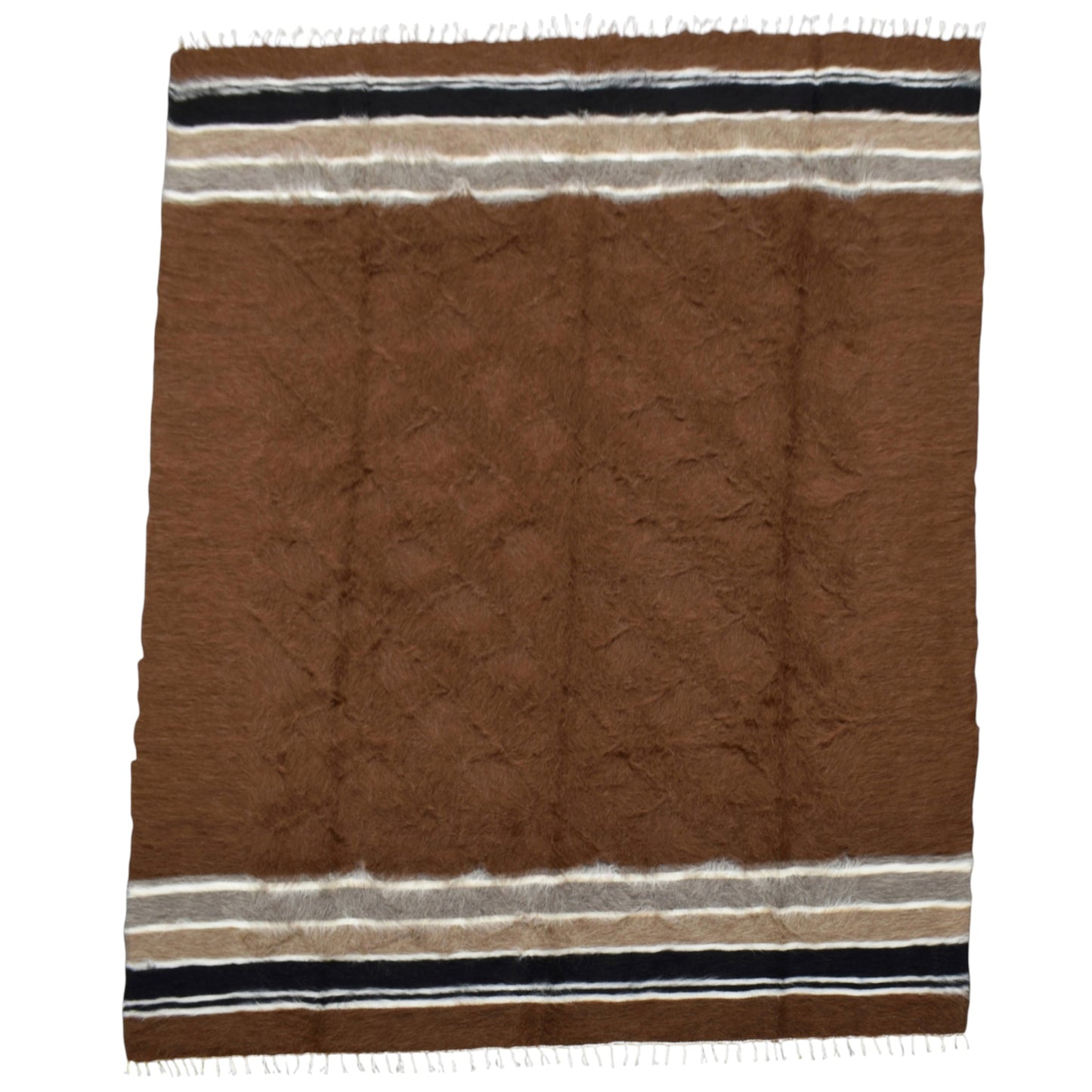 Kilim Antik El Dokuma Çift Kişilik Tiftik Yün Siirt Battaniyesi Kilim 0732 - Yeni - Kahverengi