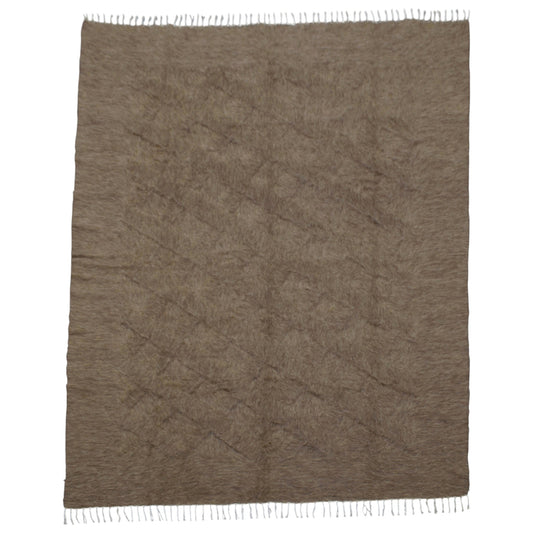 Kilim Antik El Dokuma Dikişsiz Çift Kişilik Tiftik Yün Siirt Battaniyesi Kilim 0737 - Yeni - Sütlü Kahve