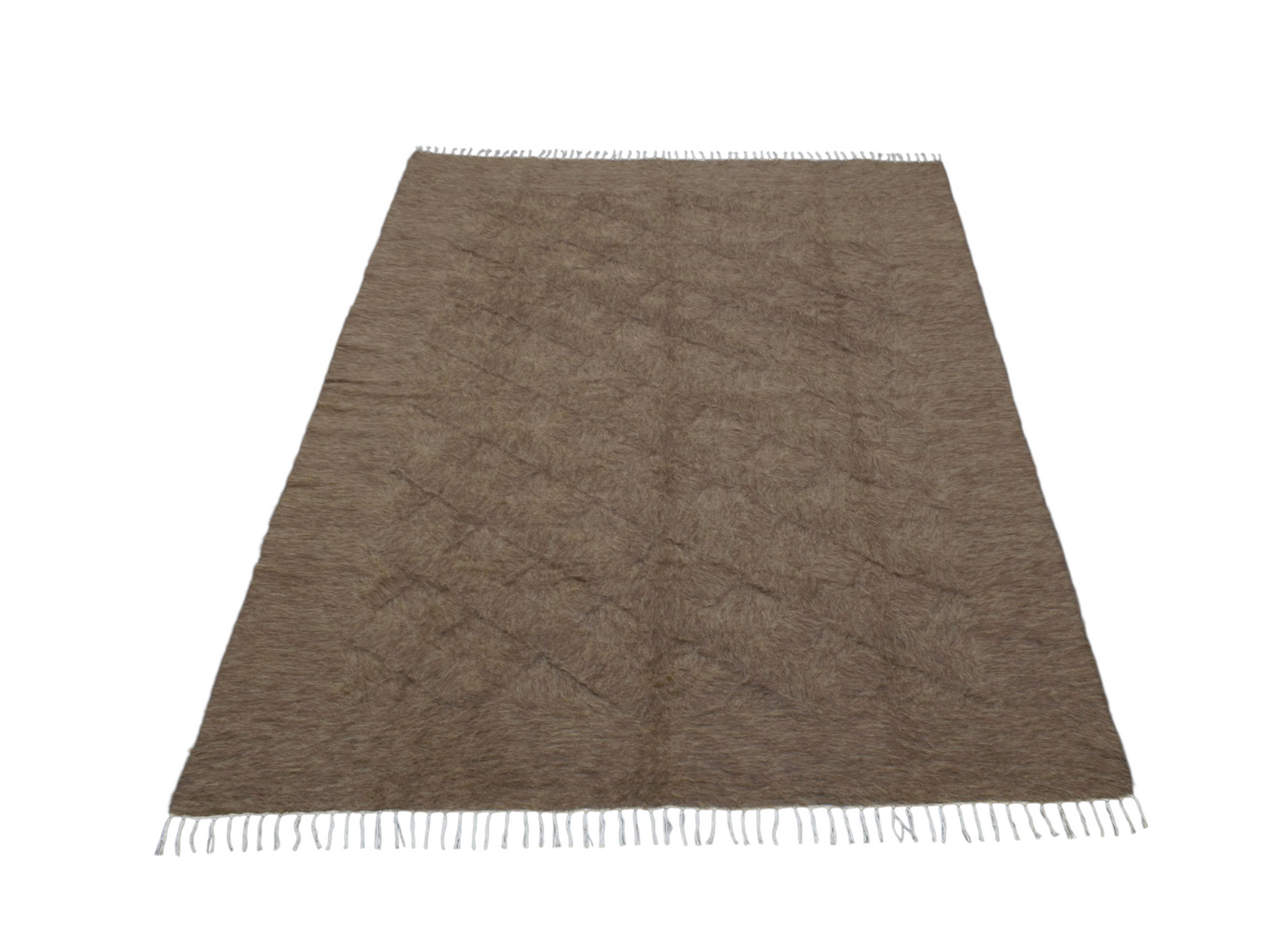 Kilim Antik El Dokuma Dikişsiz Çift Kişilik Tiftik Yün Siirt Battaniyesi Kilim 0737 - Yeni - Sütlü Kahve