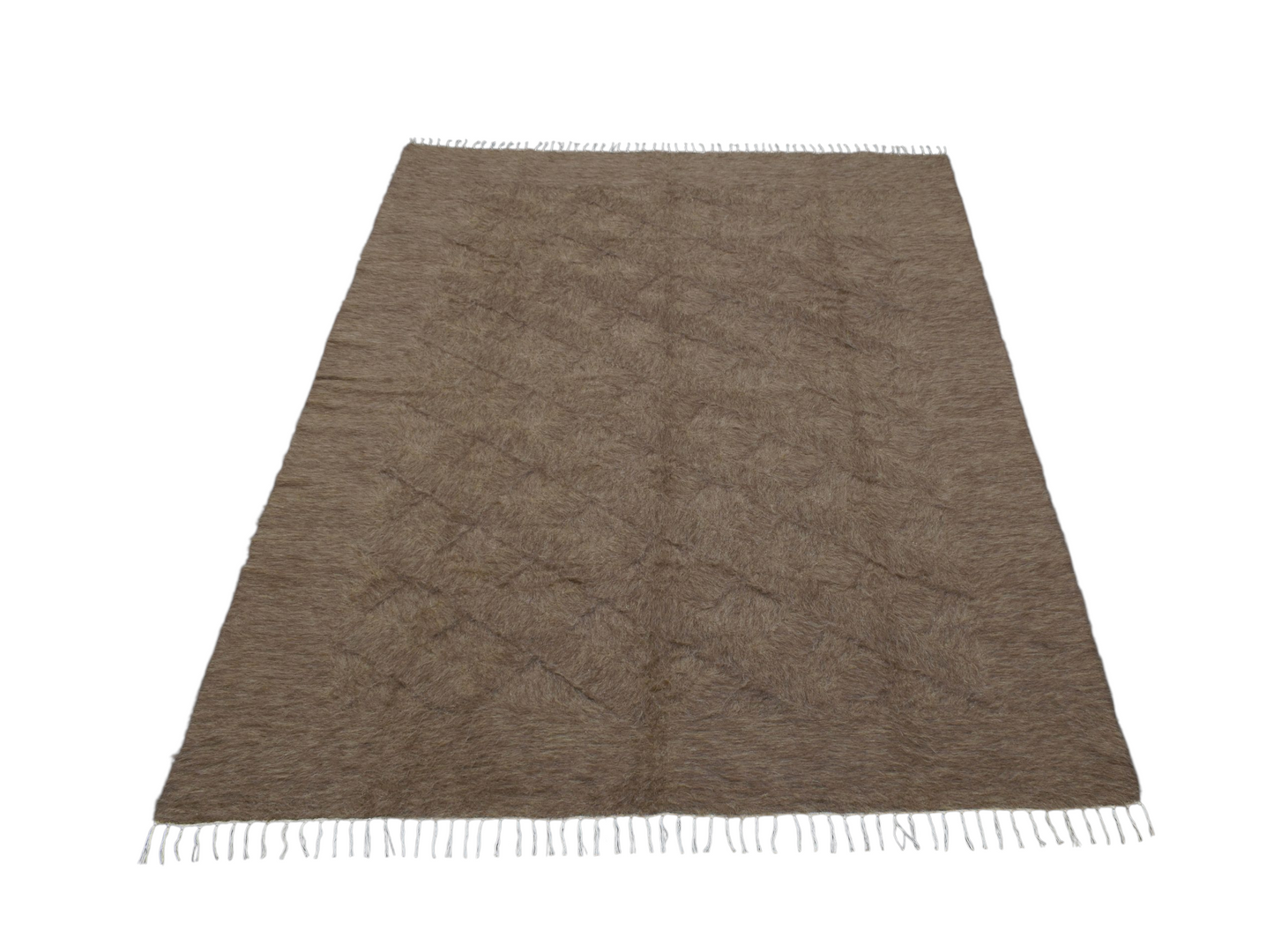 Kilim Antik El Dokuma Dikişsiz Çift Kişilik Tiftik Yün Siirt Battaniyesi Kilim 0737 - Yeni - Sütlü Kahve