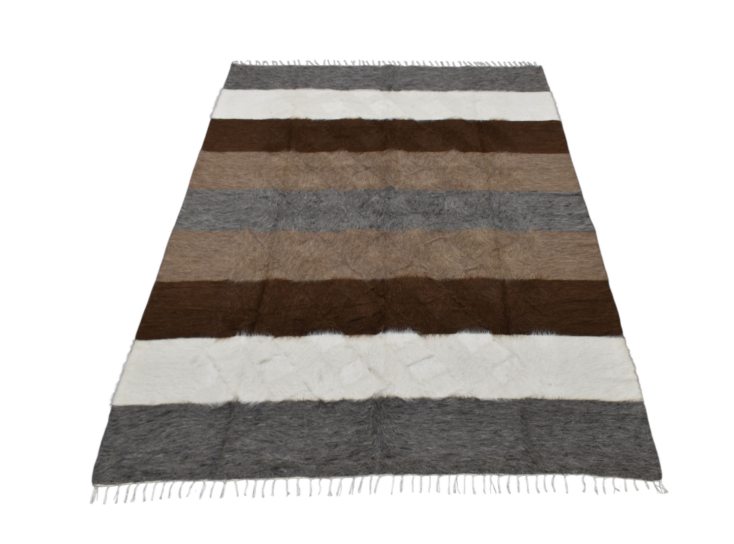 Kilim Antik El Dokuma Çizgili Çift Kişilik Tiftik Yün Siirt Battaniyesi Kilim 0740 - Yeni - Çok Renkli