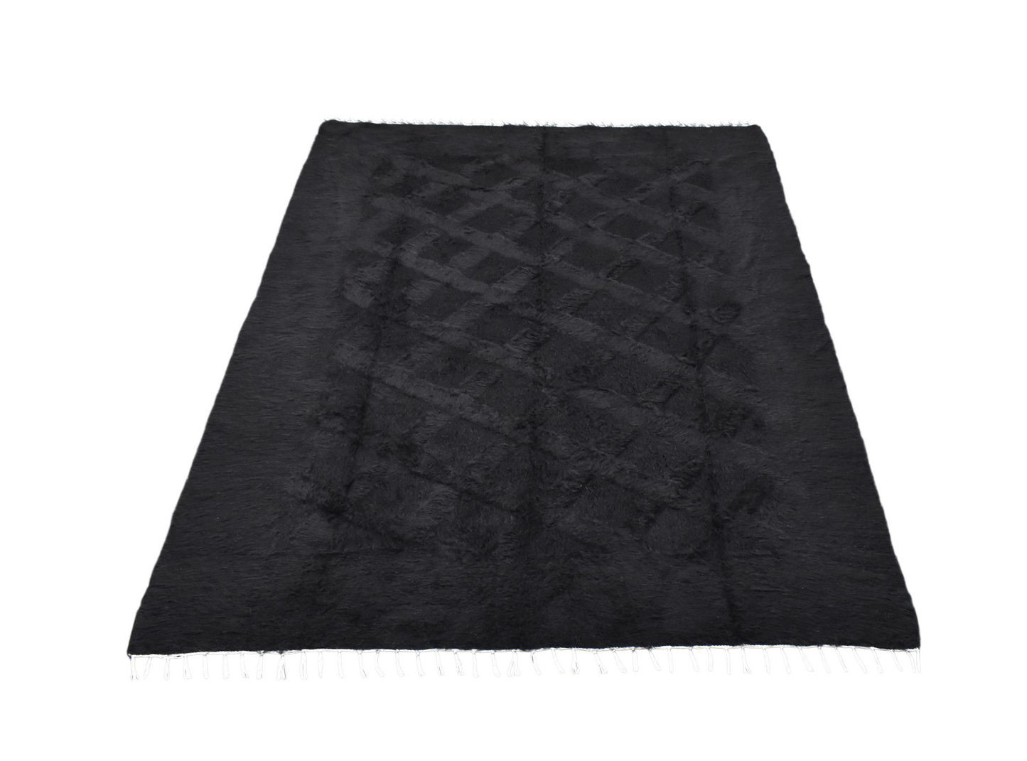 Kilim Antik El Dokuma Dikişsiz Çift Kişilik Tiftik Yün Siirt Battaniyesi Kilim 0741 - Yeni - Siyah