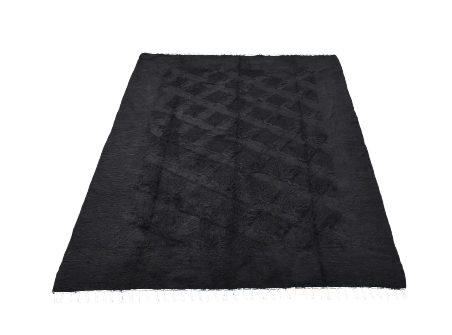 Kilim Antik El Dokuma Dikişsiz Çift Kişilik Tiftik Yün Siirt Battaniyesi Kilim 0741 - Yeni - Siyah