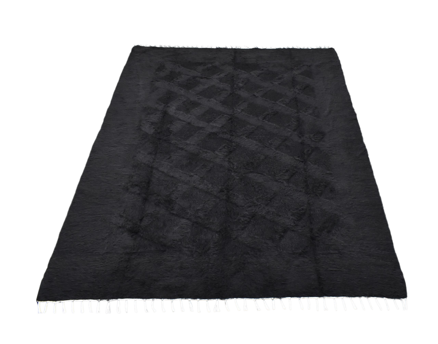 Kilim Antik El Dokuma Dikişsiz Çift Kişilik Tiftik Yün Siirt Battaniyesi Kilim 0741 - Yeni - Siyah