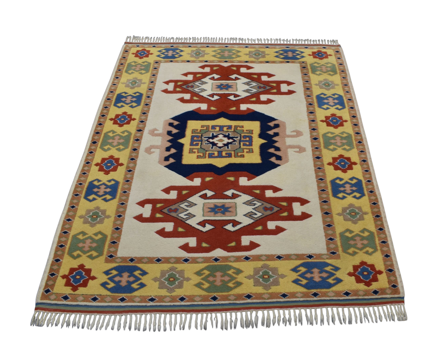 Kilim Antik El Dokuma 3m2 İzmir Antik Yörük Oygulu Yün Halı 0744 - Yeni - Çok Renkli