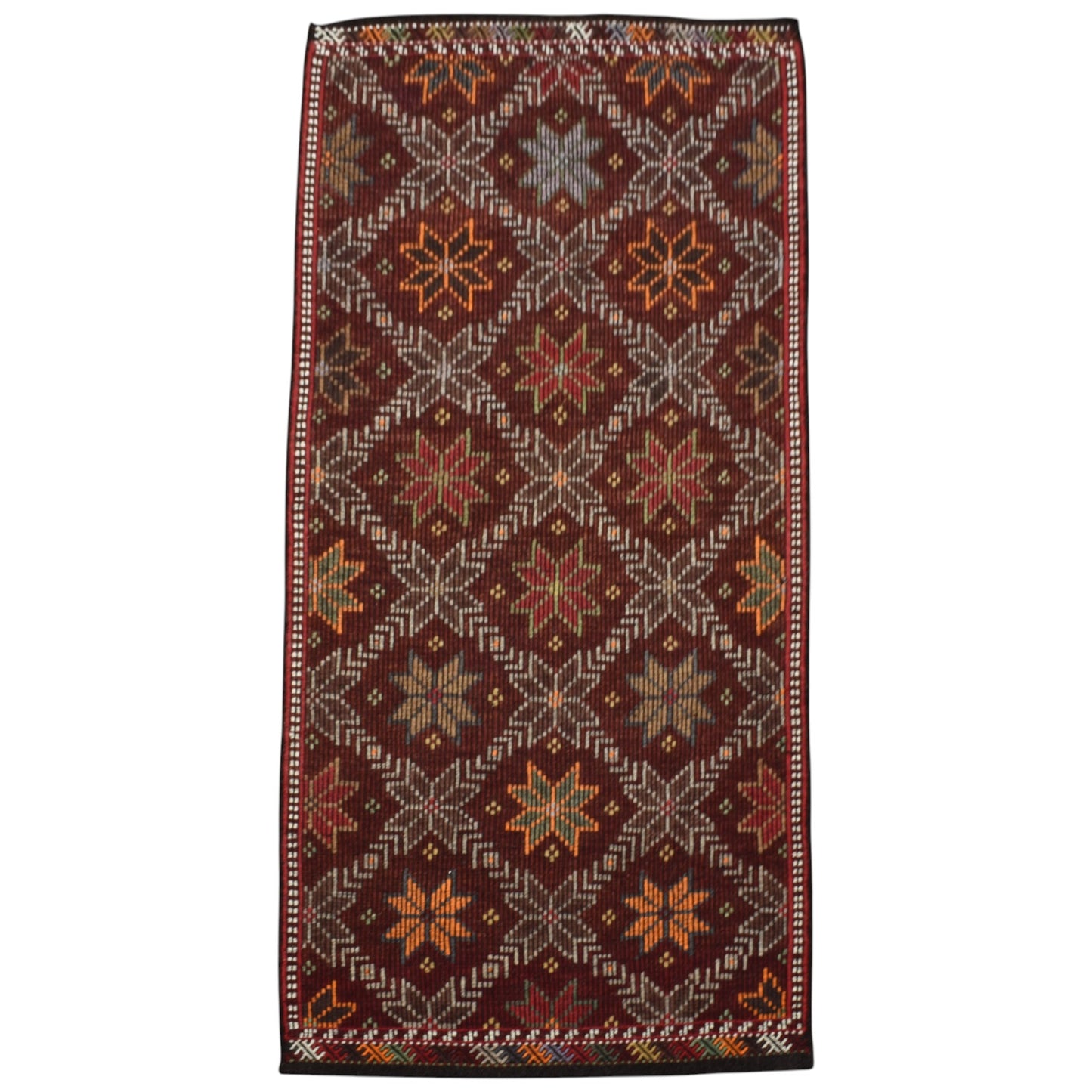Kilim Antik El Dokuması Çiçekli Karapınar Yörük Yün Cecim Kilim 0747 - Yeni - Çok Renkli