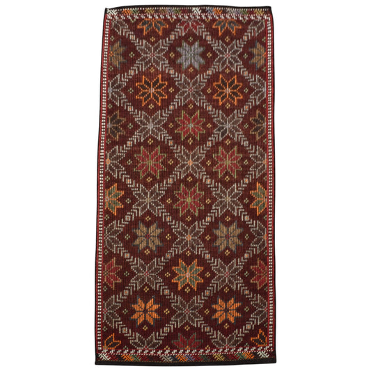 Kilim Antik El Dokuması Çiçekli Karapınar Yörük Yün Cecim Kilim 0747 - Yeni - Çok Renkli
