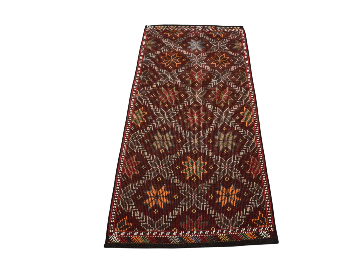 Kilim Antik El Dokuması Çiçekli Karapınar Yörük Yün Cecim Kilim 0747 - Yeni - Çok Renkli