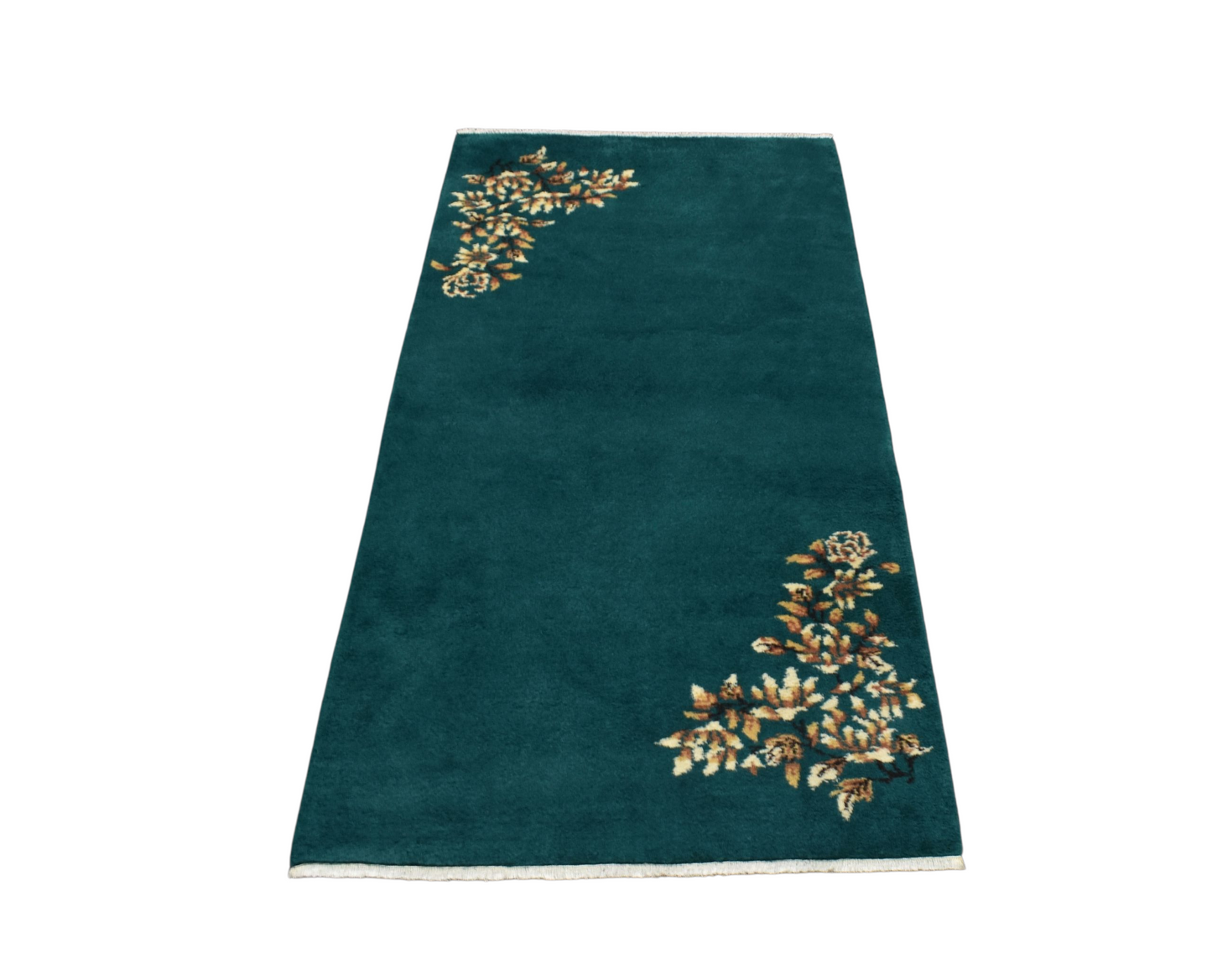 Kilim Antik El Dokuma Burdur Çiçekli 2m2 Yün Halı 0760 - Yeni - Zümrüt Yeşili