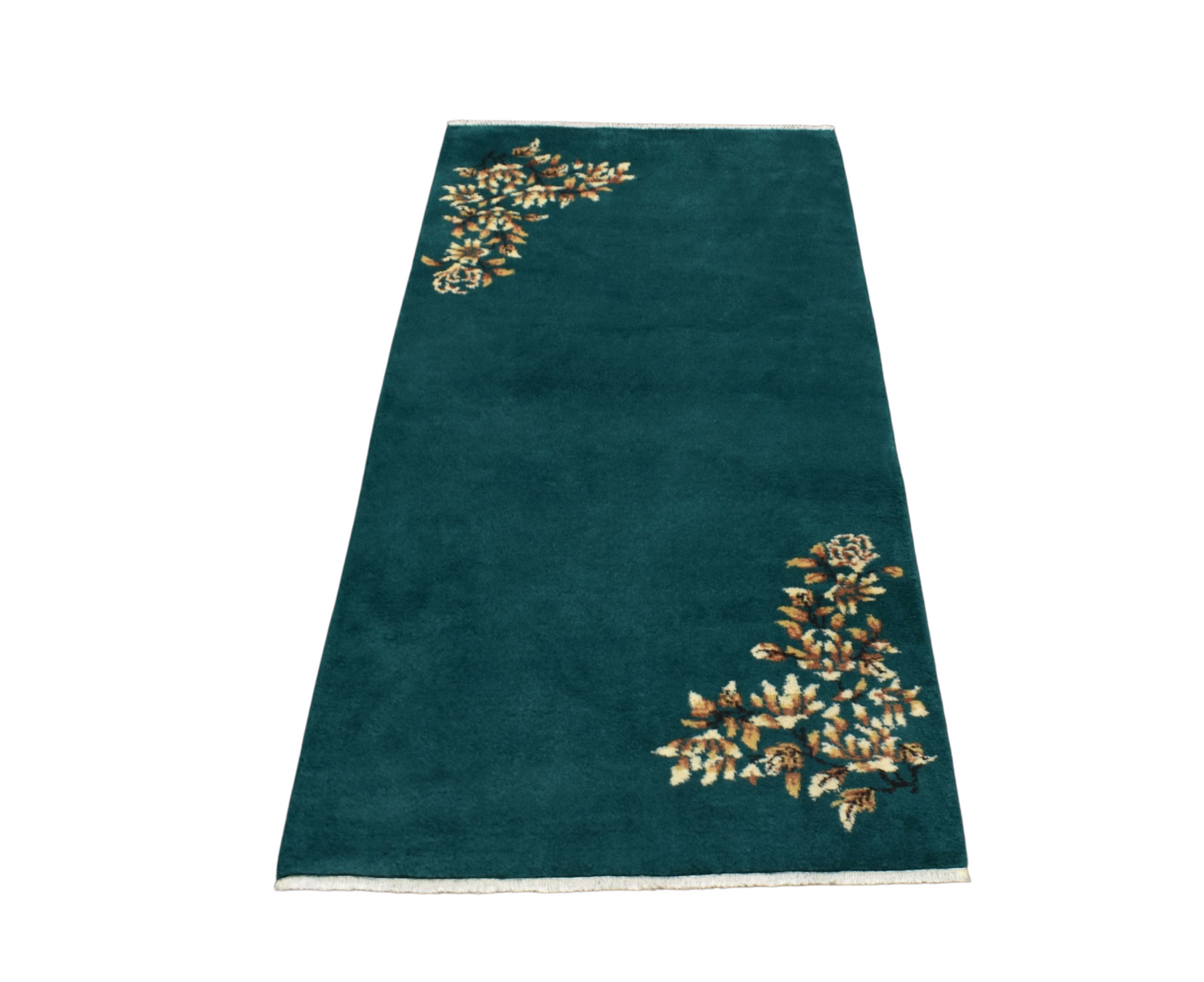 Kilim Antik El Dokuma Burdur Çiçekli 2m2 Yün Halı 0760 - Yeni - Zümrüt Yeşili