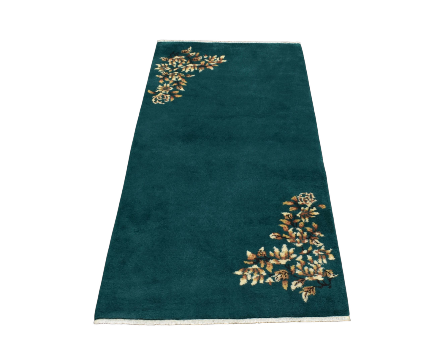 Kilim Antik El Dokuma Burdur Çiçekli 2m2 Yün Halı 0760 - Yeni - Zümrüt Yeşili