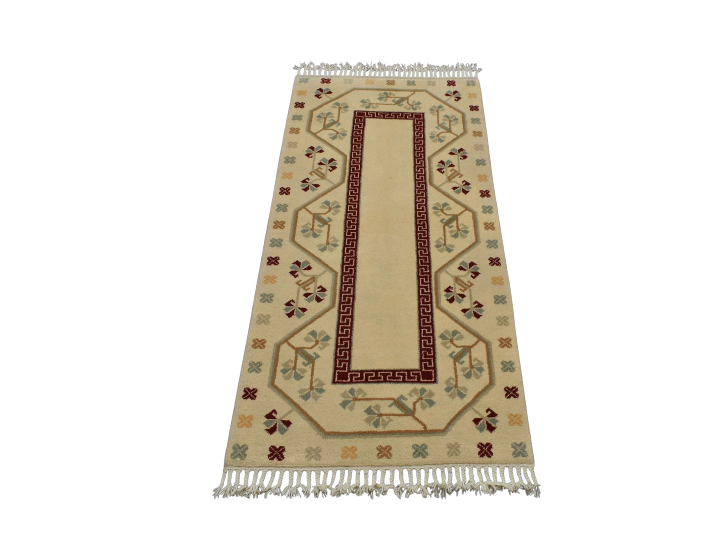 Kilim Antik El Dokuma Çiçekli Muğla Milas Yün Yolluk Halı 0762 - Yeni - Çok Renkli