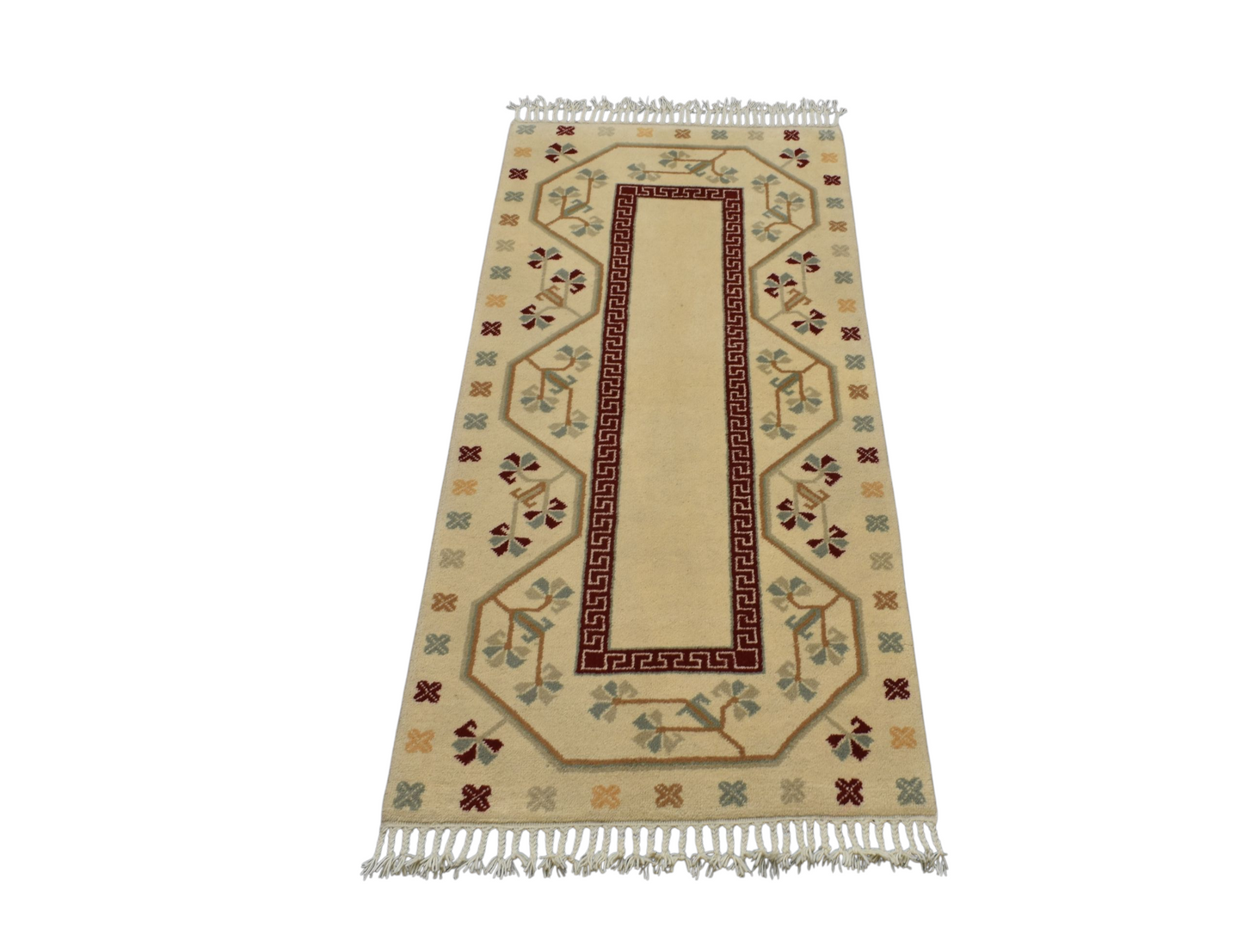 Kilim Antik El Dokuma Çiçekli Muğla Milas Yün Yolluk Halı 0762 - Yeni - Çok Renkli