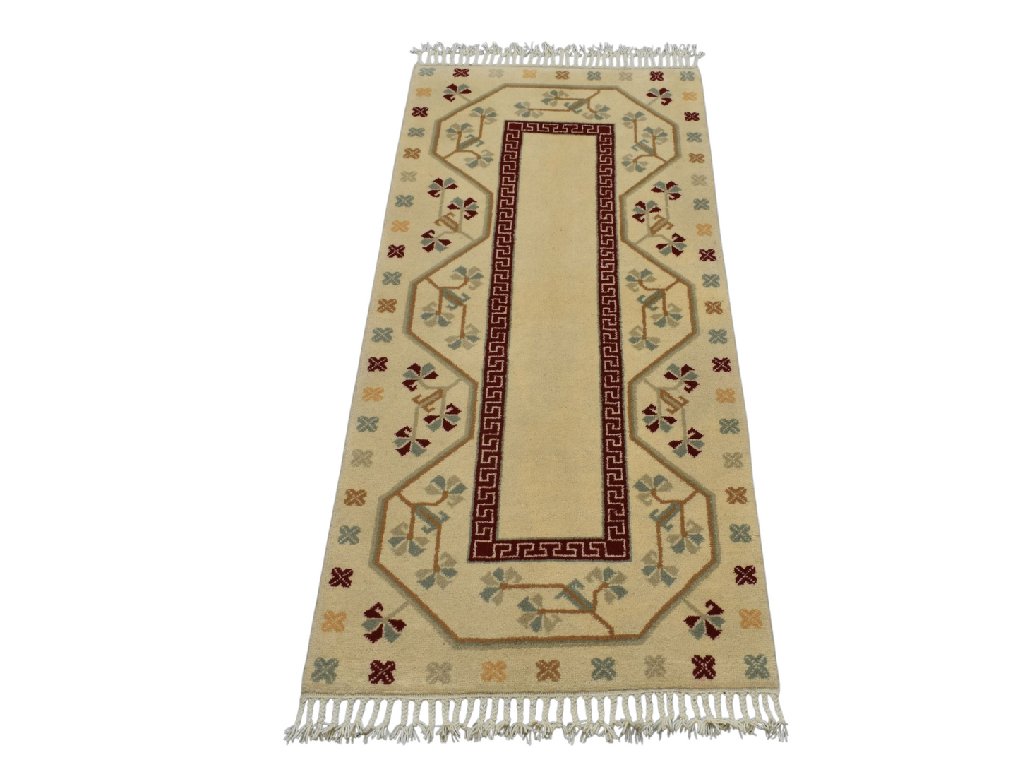 Kilim Antik El Dokuma Çiçekli Muğla Milas Yün Yolluk Halı 0762 - Yeni - Çok Renkli