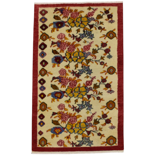 Kilim Antik El Dokuma Güllü Çiçekli Karacahisar Yün Halı 0764 - Yeni - Çok Renkli