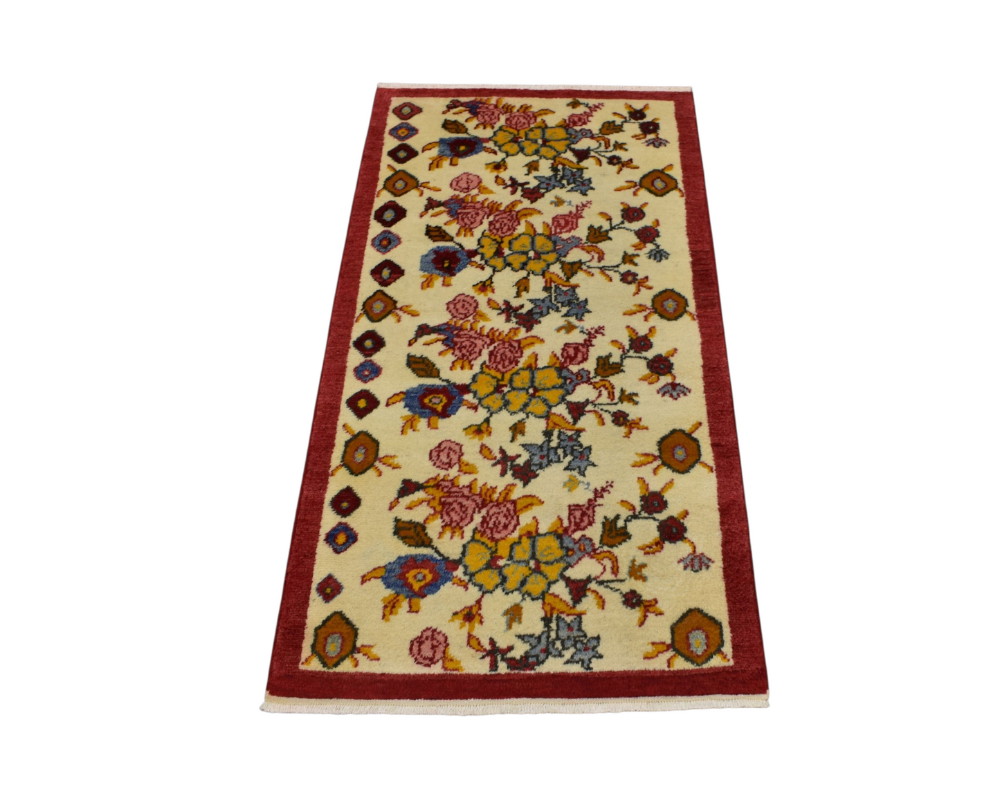 Kilim Antik El Dokuma Güllü Çiçekli Karacahisar Yün Halı 0764 - Yeni - Çok Renkli