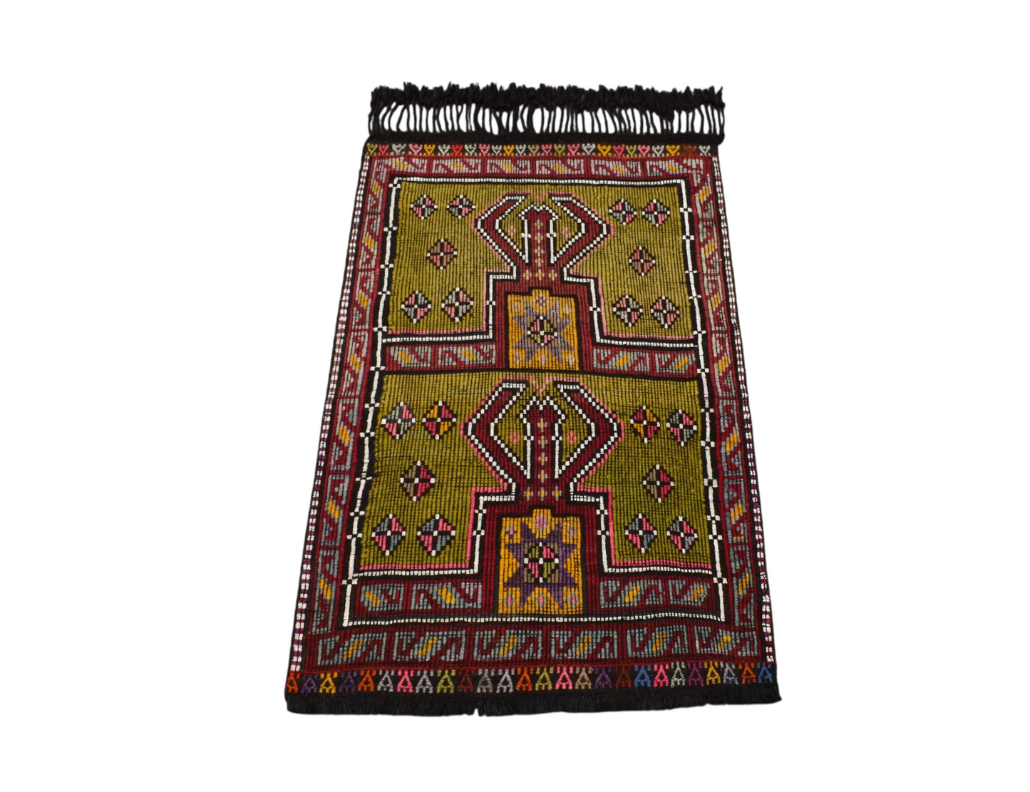 Kilim Antik El Dokuması Geometrik Karapınar Yörük Yün Cecim Kilim 0767 - Yeni - Çok Renkli