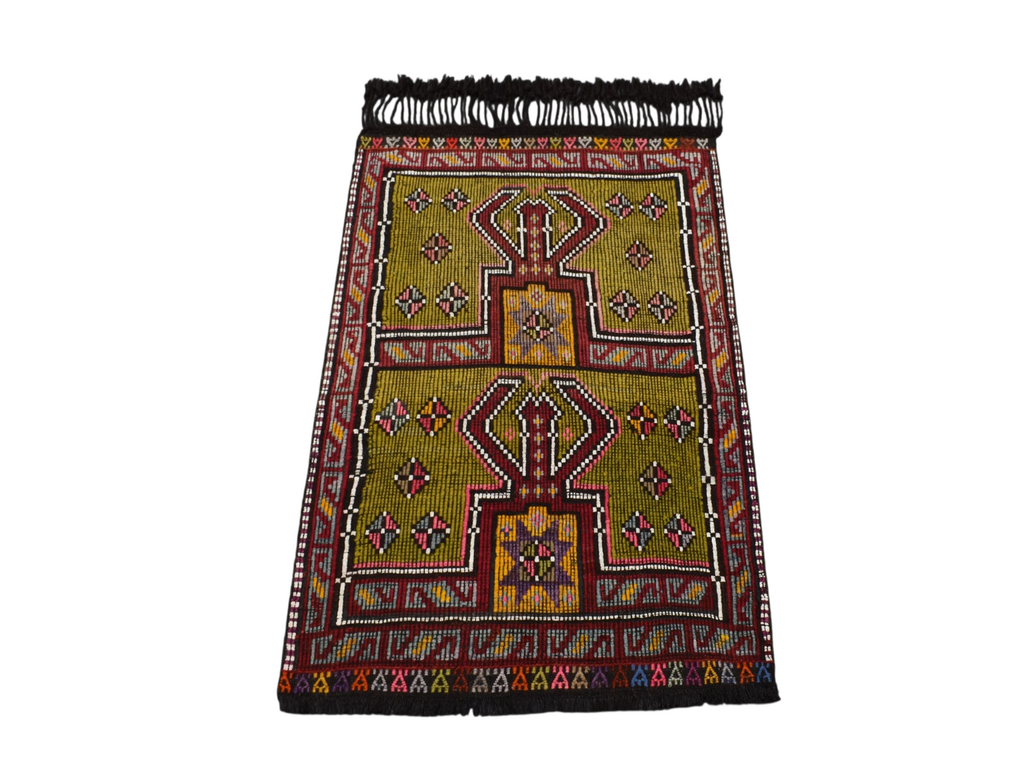 Kilim Antik El Dokuması Geometrik Karapınar Yörük Yün Cecim Kilim 0767 - Yeni - Çok Renkli