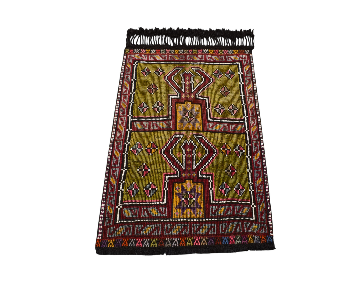 Kilim Antik El Dokuması Geometrik Karapınar Yörük Yün Cecim Kilim 0767 - Yeni - Çok Renkli