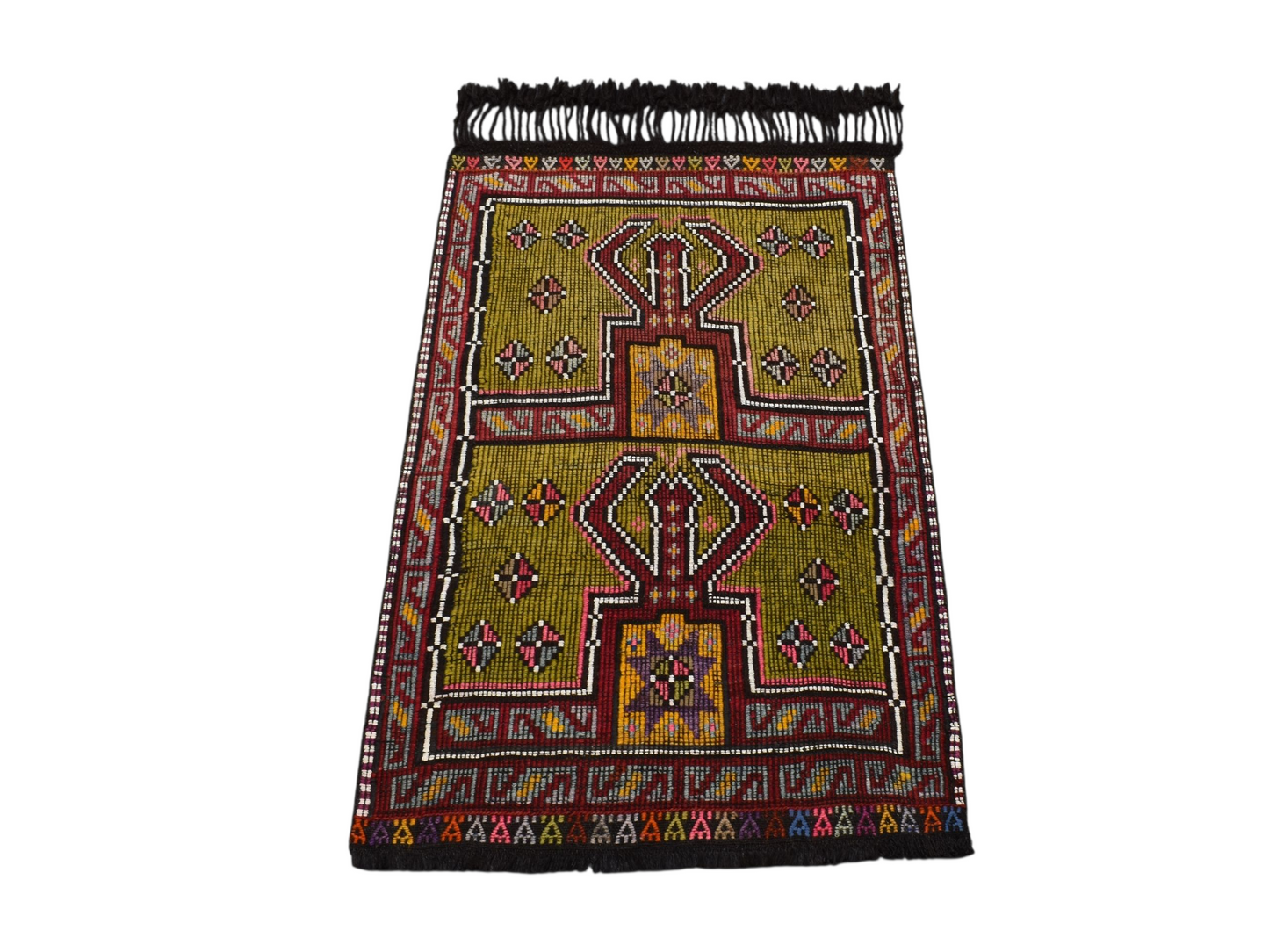 Kilim Antik El Dokuması Geometrik Karapınar Yörük Yün Cecim Kilim 0767 - Yeni - Çok Renkli