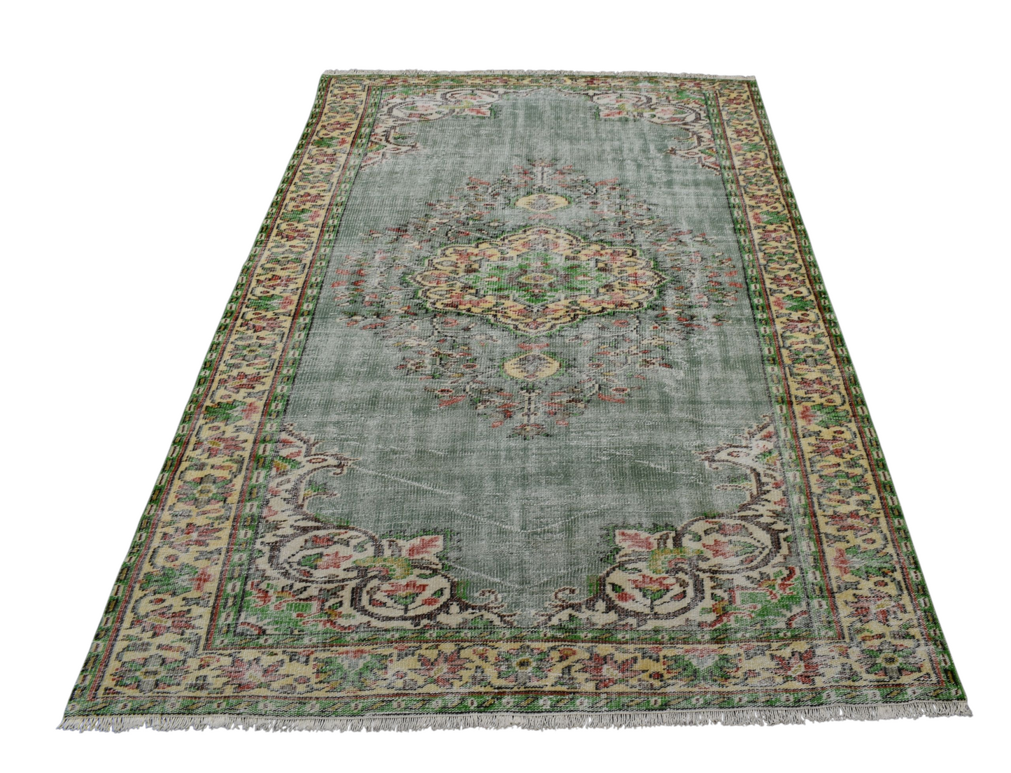 Kilim Antik El Dokuma Dekoratif Göbekli Yün Halı 0773 - Vintage - Çok Renkli