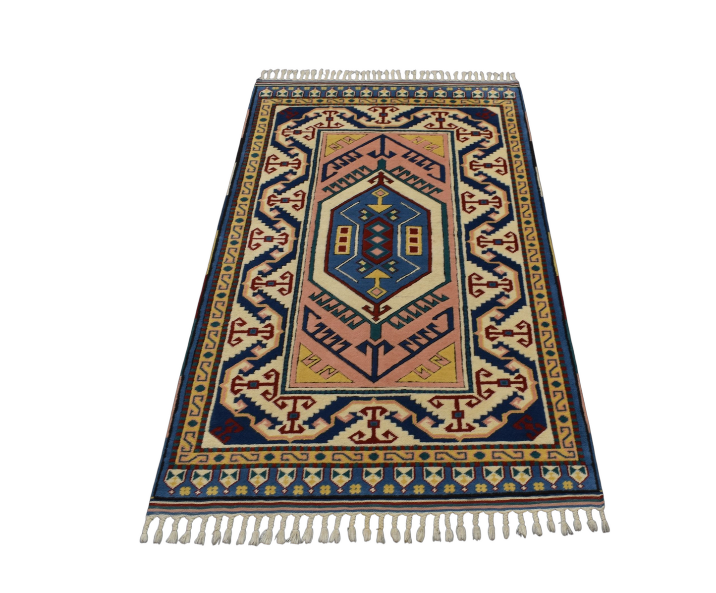 Kilim Antik El Dokuma Oygulu İzmir Antik Yörük Yün Halı 0774 - Yeni - Çok Renkli