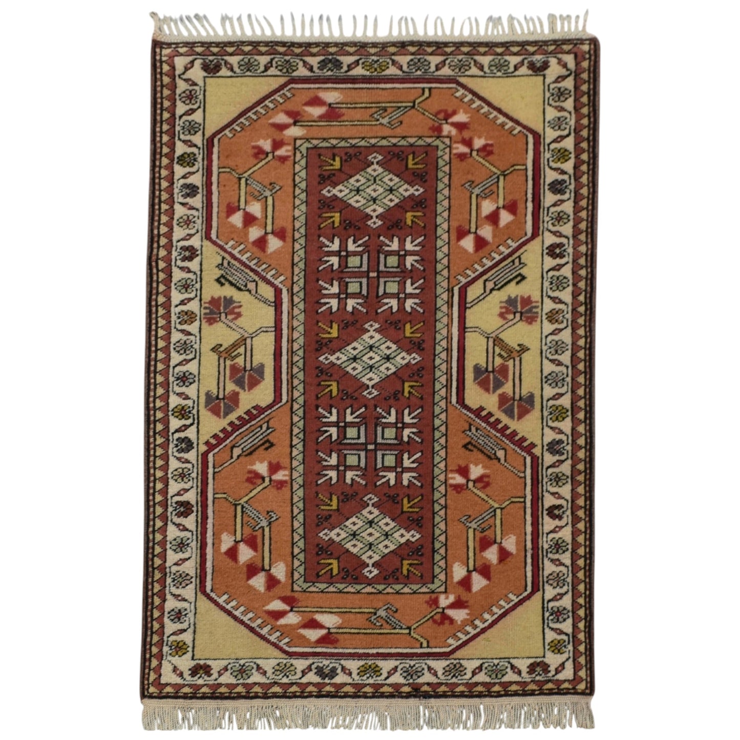 Kilim Antik El Dokuma Bozalan Milas Muğla Yün Halı 0776 - Vintage - Çok Renkli