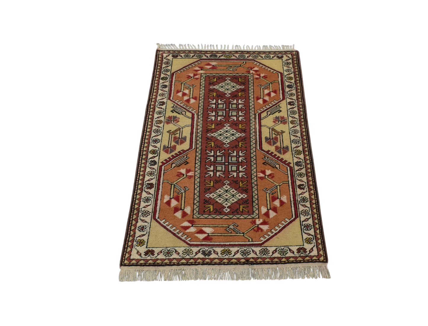 Kilim Antik El Dokuma Bozalan Milas Muğla Yün Halı 0776 - Vintage - Çok Renkli