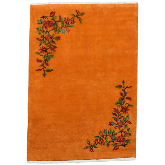 Kilim Antik El Dokuma Burdur Çiçekli Yün Halı 0777 - Yeni - Turuncu