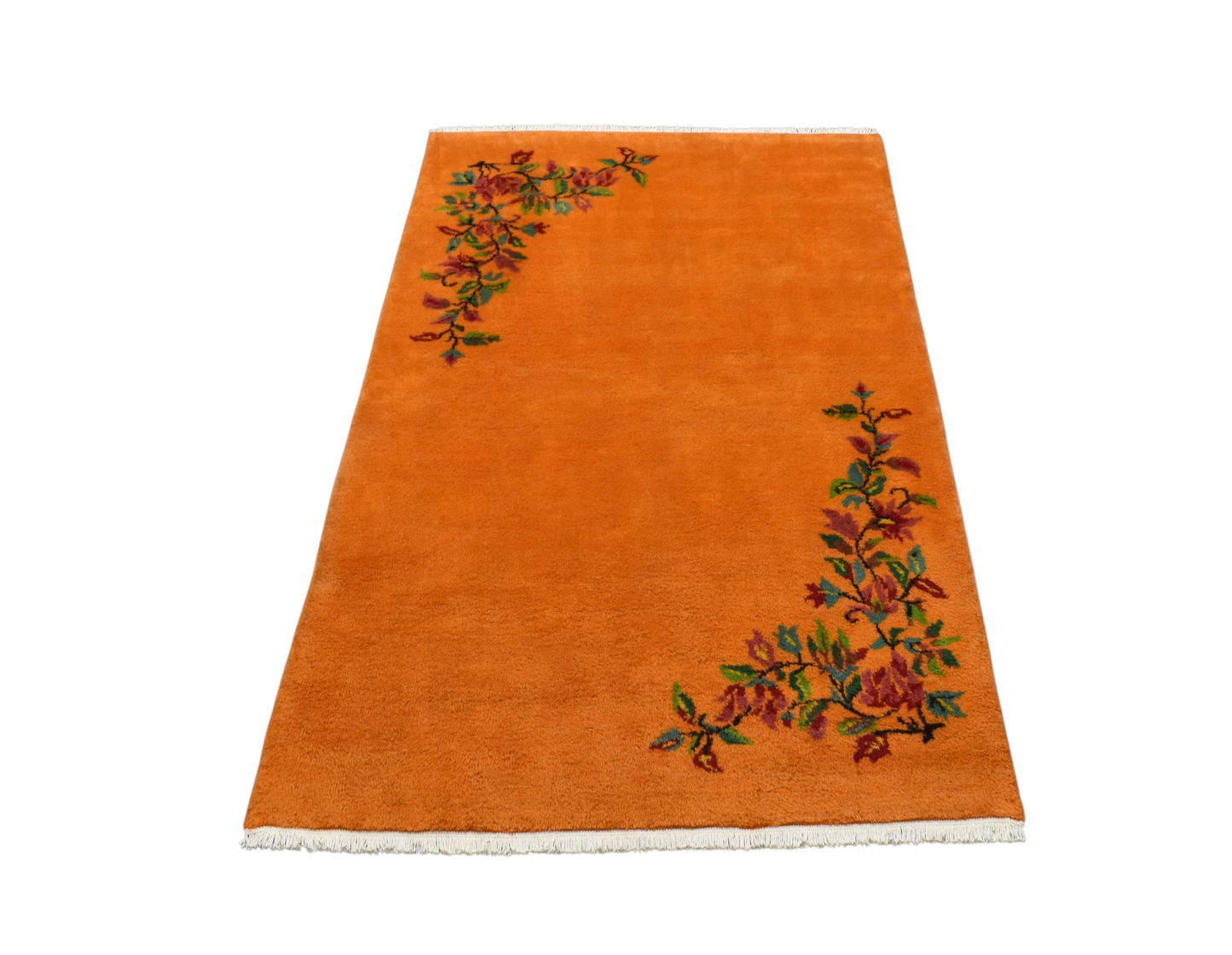 Kilim Antik El Dokuma Burdur Çiçekli Yün Halı 0777 - Yeni - Turuncu