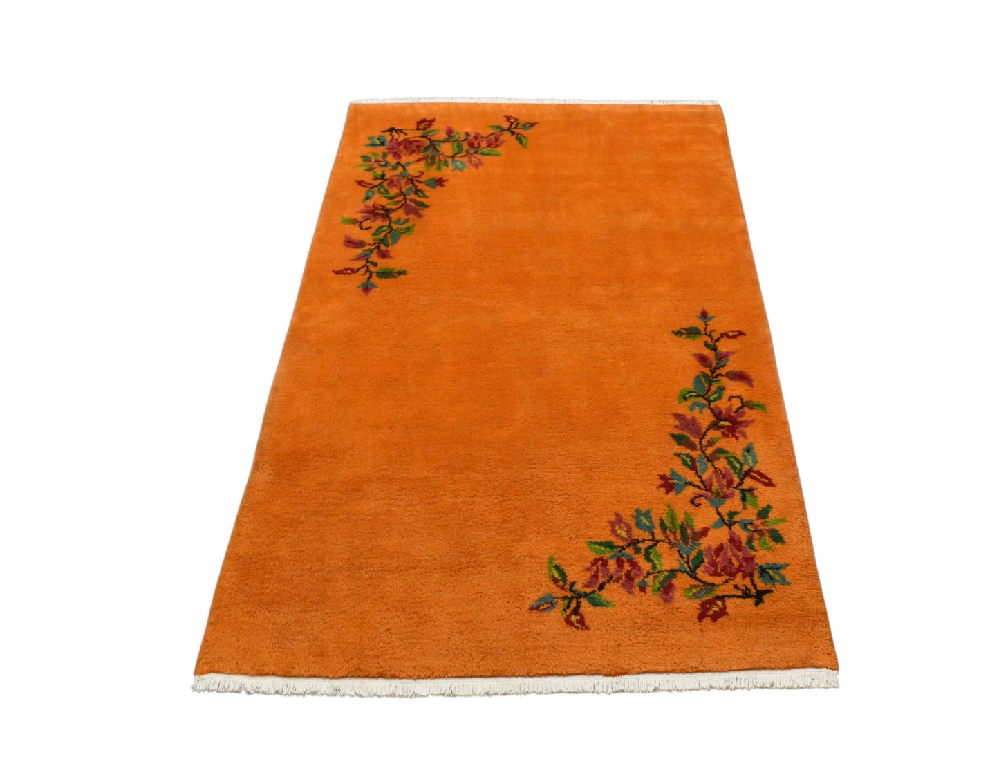 Kilim Antik El Dokuma Burdur Çiçekli Yün Halı 0777 - Yeni - Turuncu
