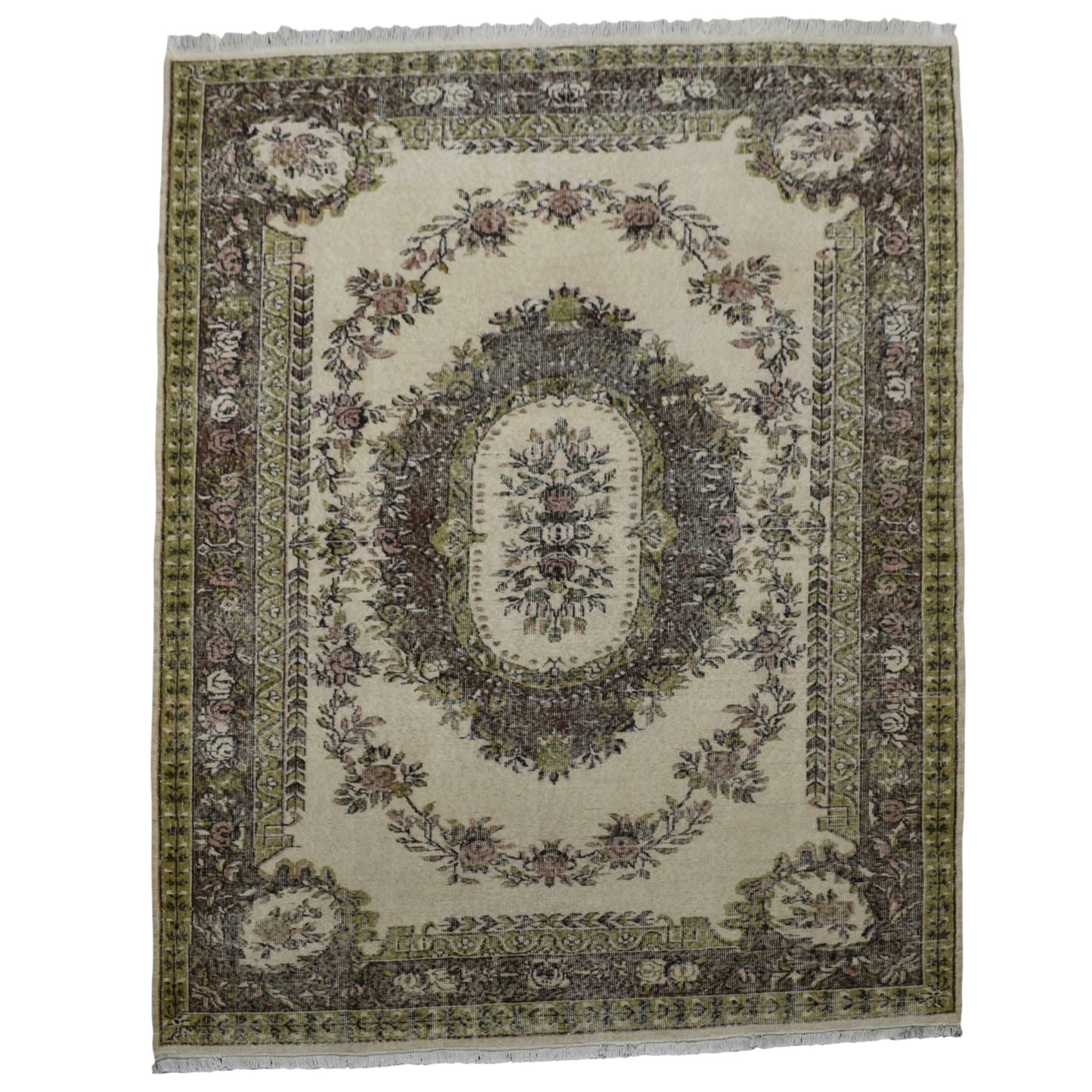 Kilim Antik 6m2 El Dokuma Aubusson Eskitme Yün Salon Halısı 0791 - Vintage - Çok Renkli