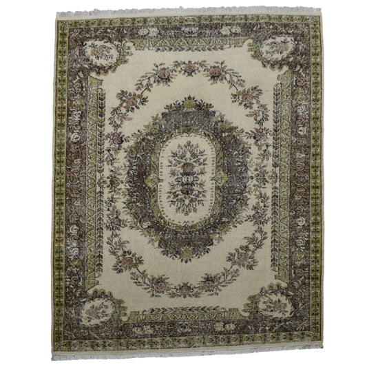 Kilim Antik 6m2 El Dokuma Aubusson Eskitme Yün Salon Halısı 0791 - Vintage - Çok Renkli