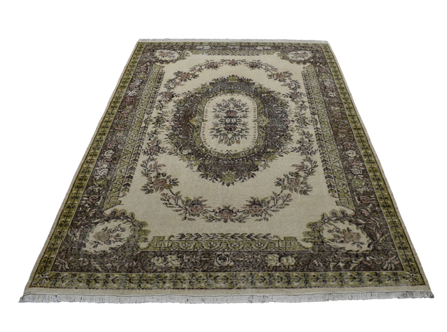 Kilim Antik 6m2 El Dokuma Aubusson Eskitme Yün Salon Halısı 0791 - Vintage - Çok Renkli